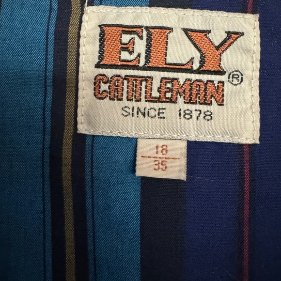 Men's Ely Cattleman Long Sleeve Textured Stripe Western Snap Shirt size L - Picture 3 of 5